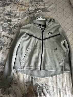 Nike Light Grey Zip Hoodie with Black Trim
